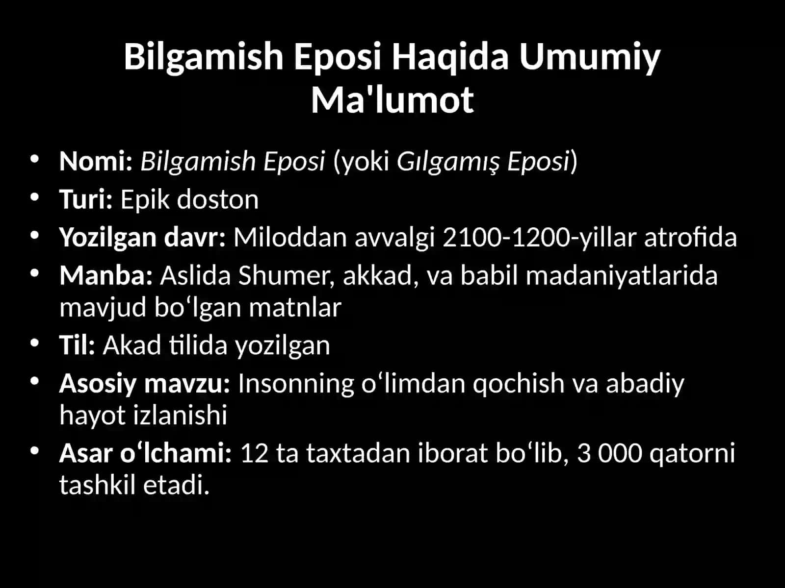 : "Bilgamish Eposi" – Sharq Adabiyotining Eng Buyuk Epik Asari 3