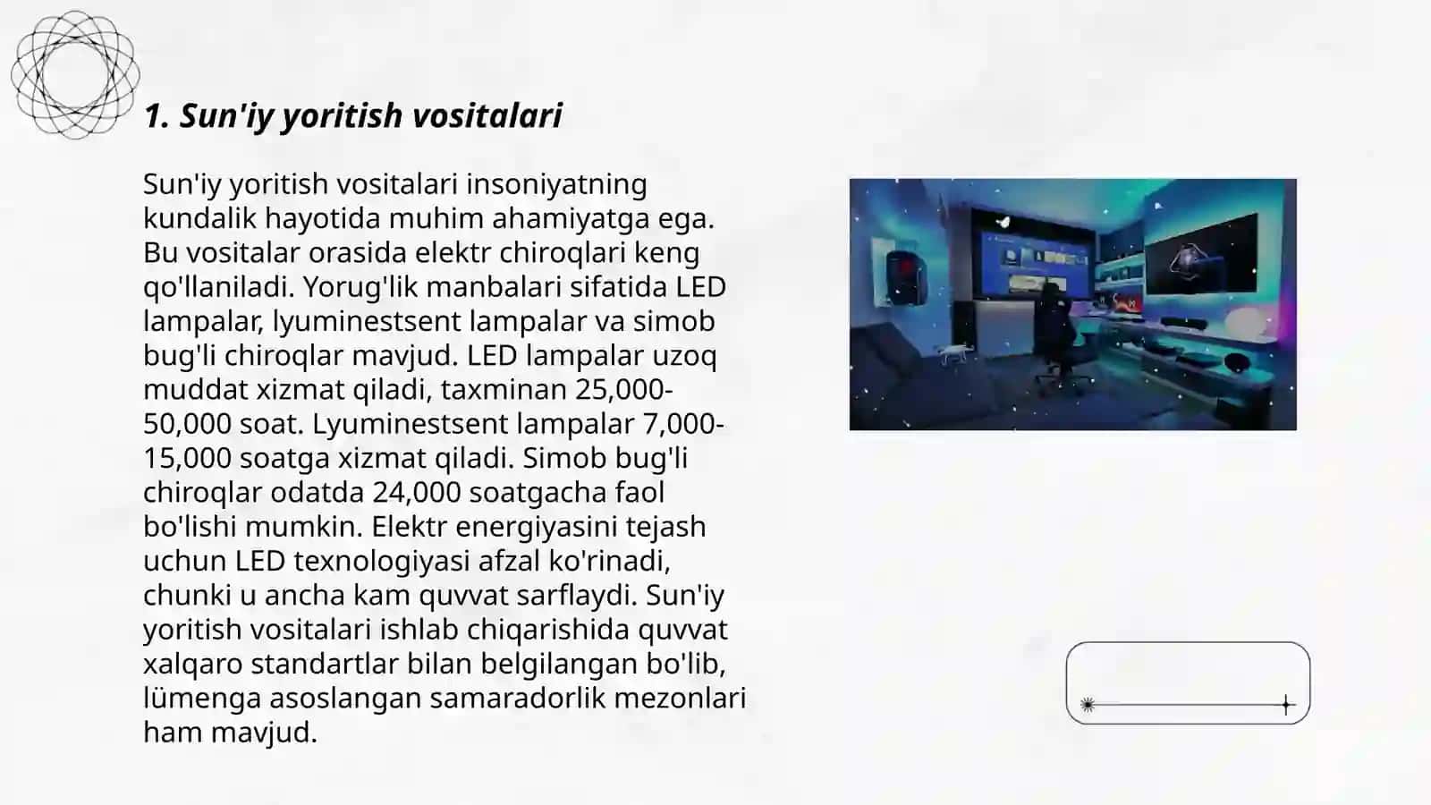 Sun'iy yoritish vositalari 3