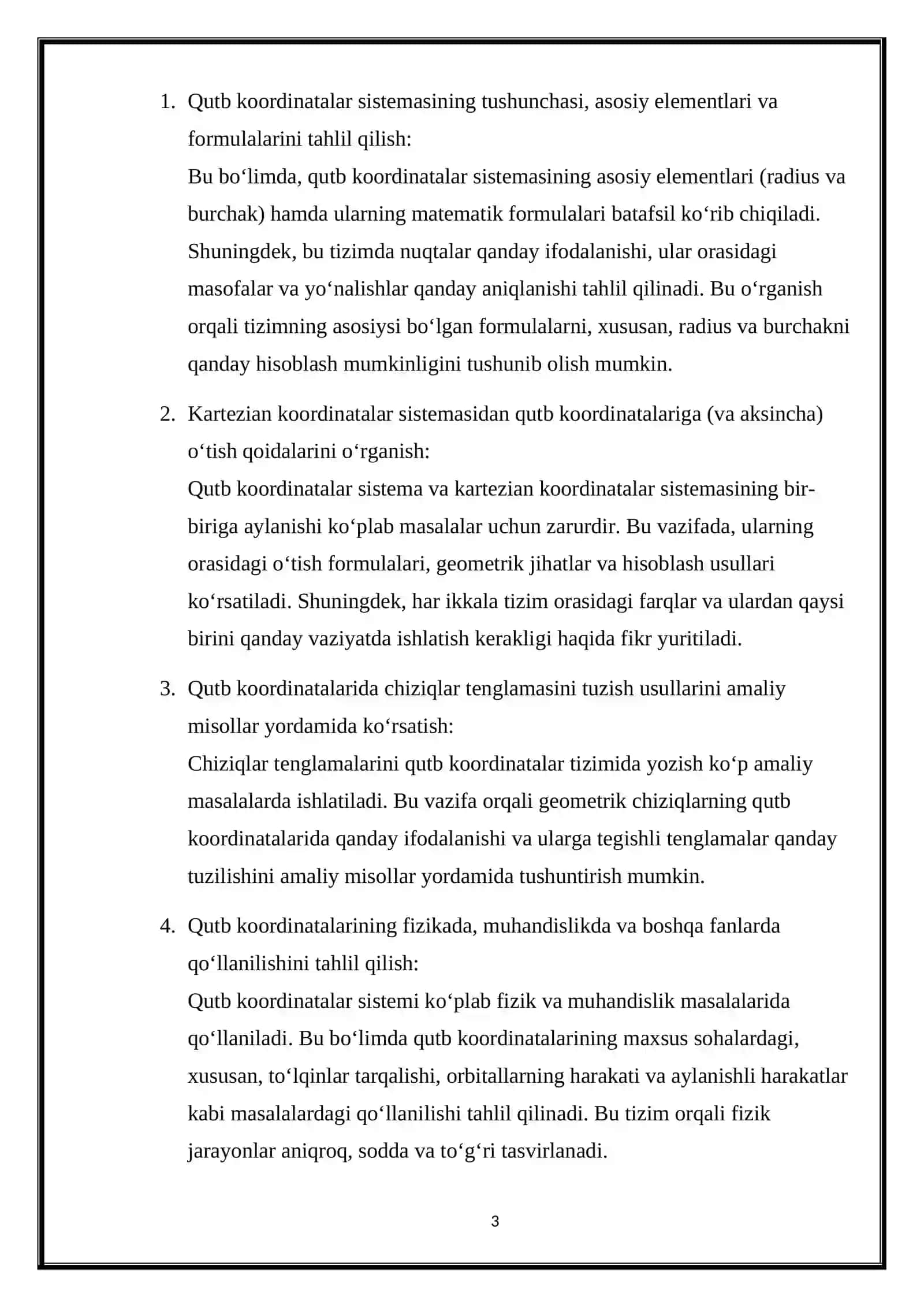 QUTB KOORDINATALAR SISTEMASIDA BERILGAN CHIZIQLARNI CHIZISH. 3