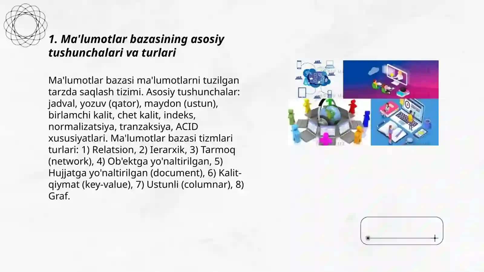 Ma'lumotlar bazasi va boshqarish tizimlari 3