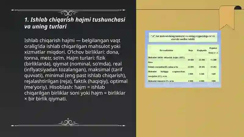 Ishlab chiqarish hajmi tahlili 3