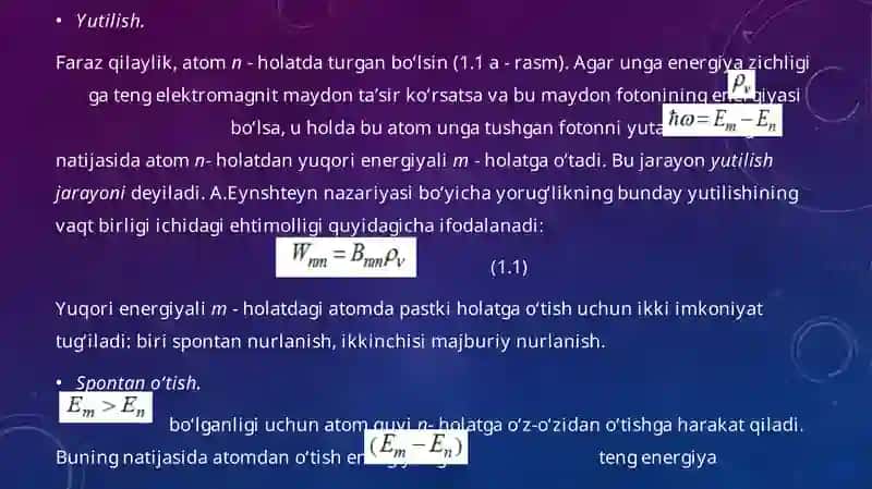 Lazerning ishlash prinsipia asoslari 3