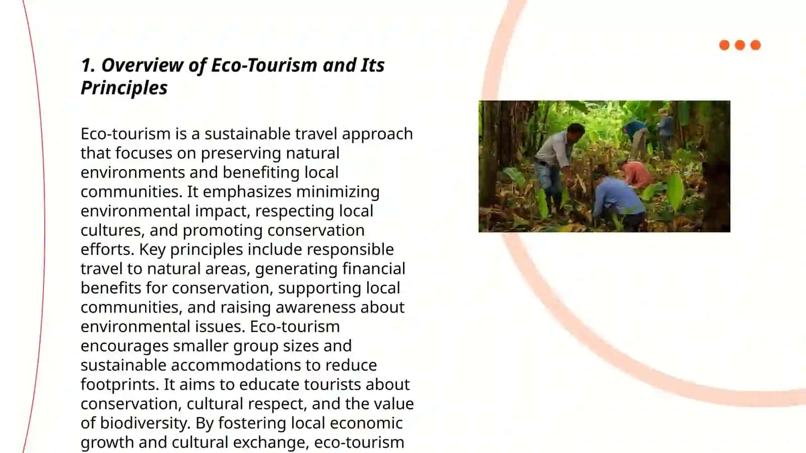 Eco-Tourism: Research the role of eco-tourism in environmental conservation 3