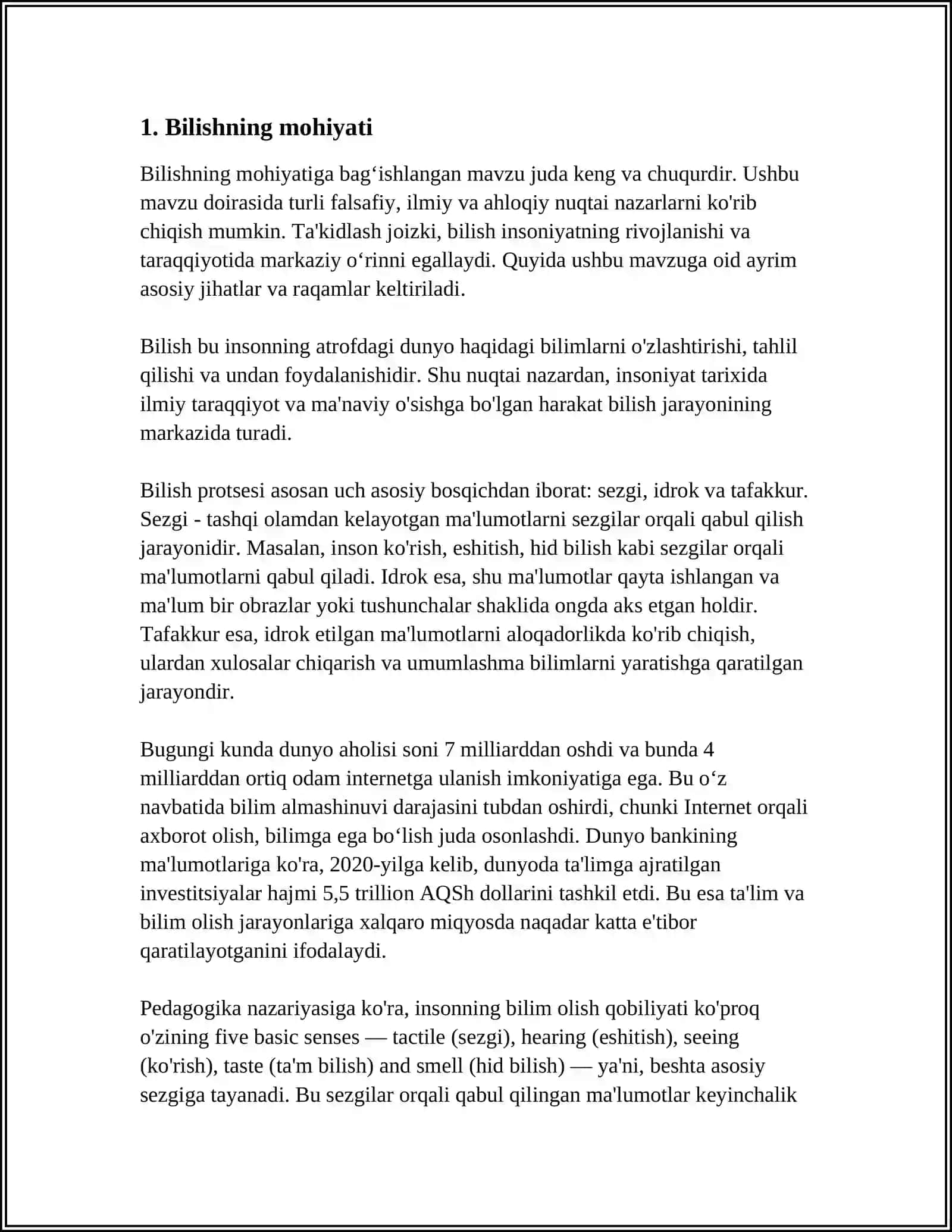 BILISH FALSAFASI (GNOSEOLOGIYA) 3