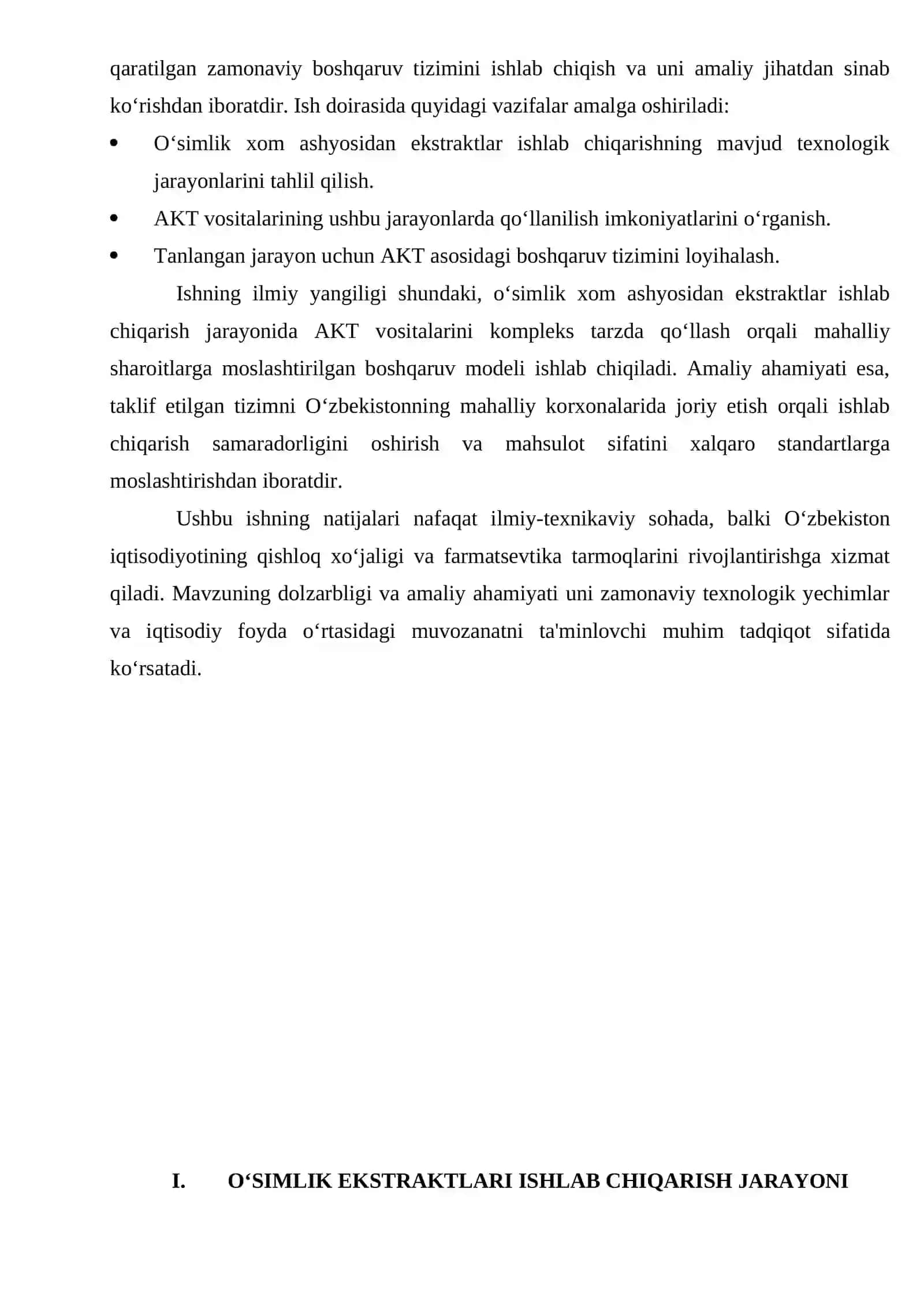 O‘SIMLIK EKSTRAKTLARI ISHLAB CHIQARISH JARAYONI 3