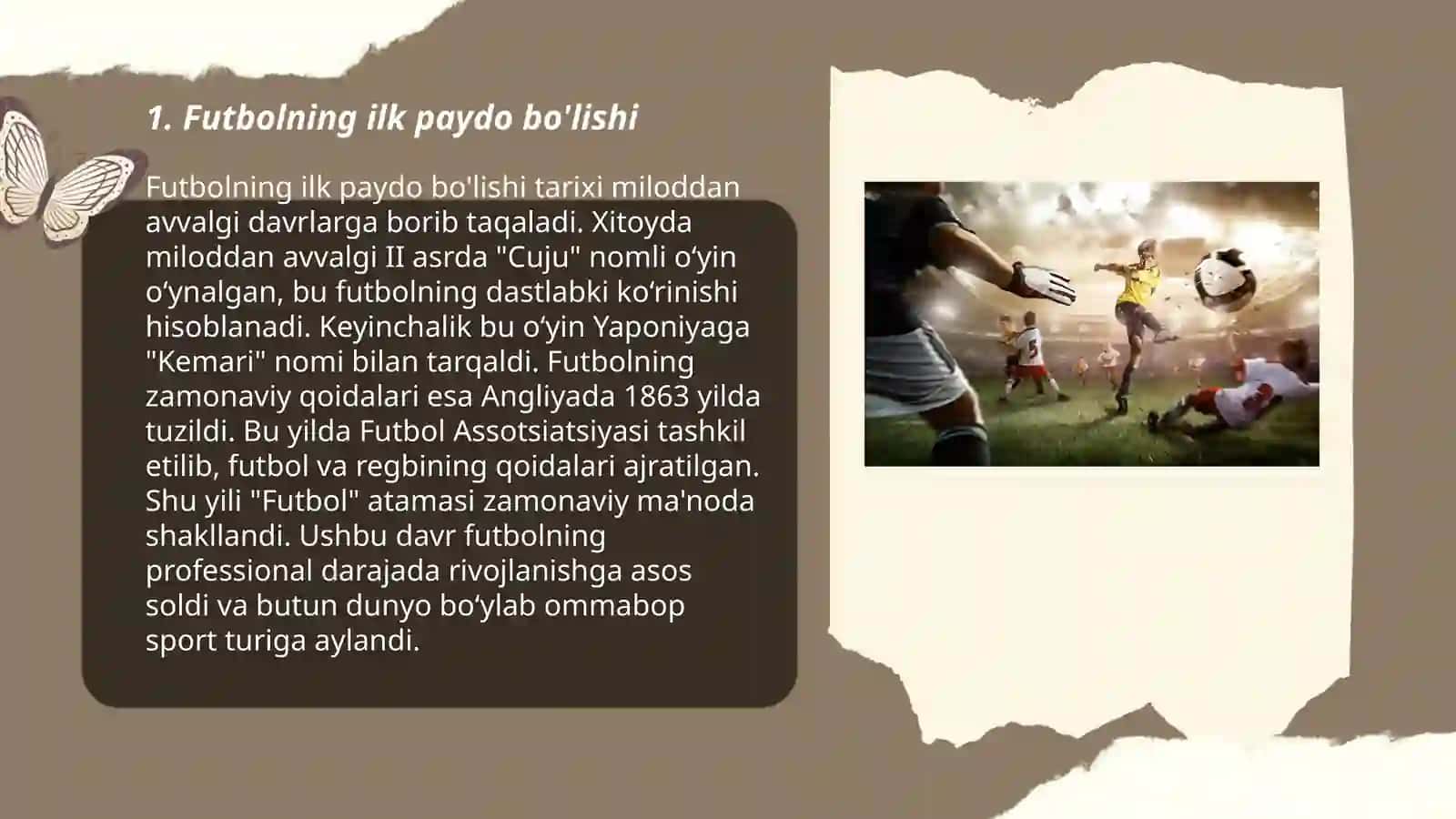 Futbol òyin qoidalarini kelib chiqishi va tartibi 3