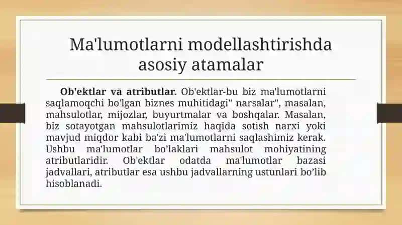Ma`lumotlar modellari va ma`lumotlar bazasi modellari. Ierarxik malumotlar modellari. Tarmoq malumotlar modeli 3