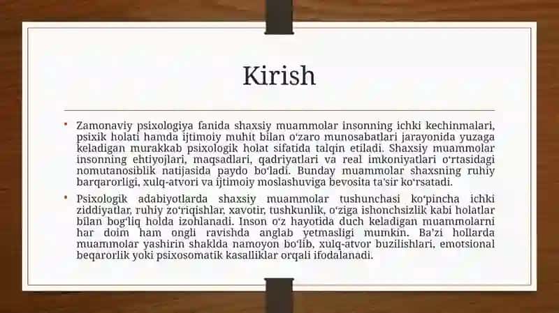 Shaxsiy muammolarni aniqlash va tushuninishning psixologik metodlari 3