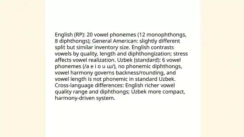 Comparison of English and Uzbek vowel system 3