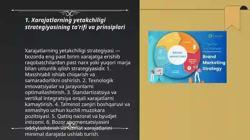 Xarajatlarning yetakchiligi strategiyasi 3