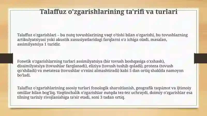 Nutq tovushlarining fonetik o'zgarishlari 3
