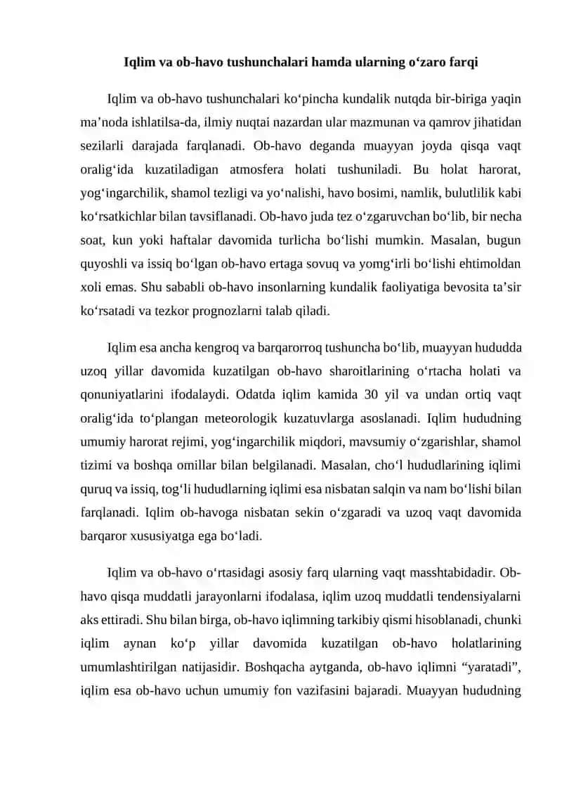 Iqlim va ob-havoni modellashtirishda differensial hisob tatbiqlari 3
