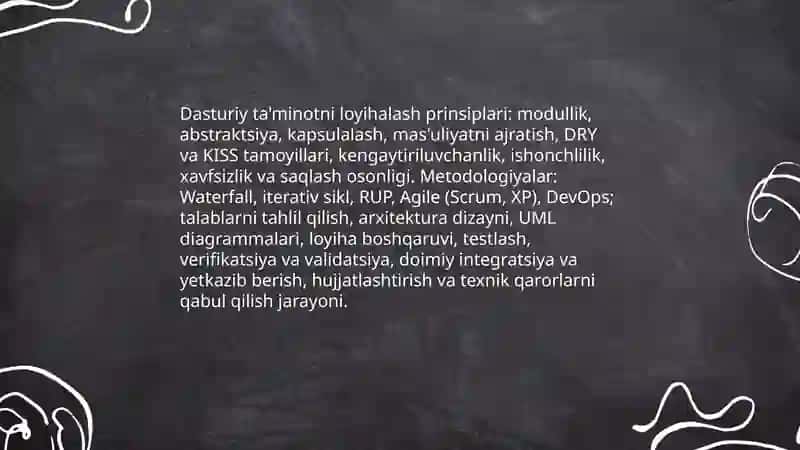 Dasturlarni loyihalash va algoritmlarni ishlab chiqish 3