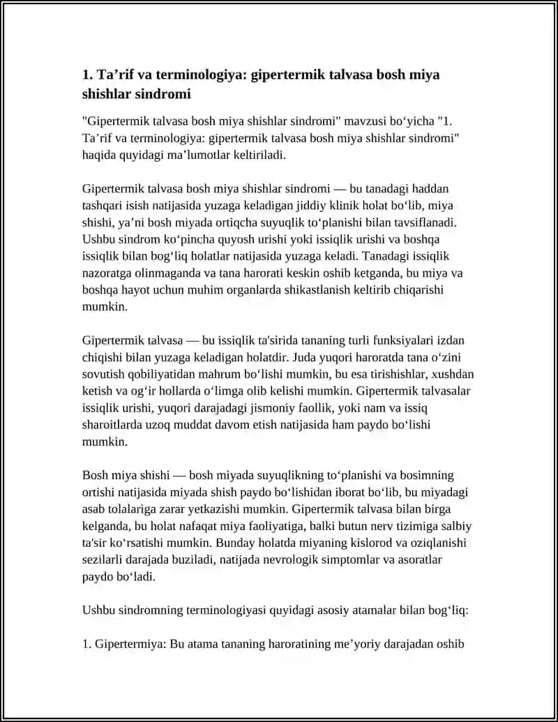 Gipertermik talvasa bosh miya shishlar sindromi 3