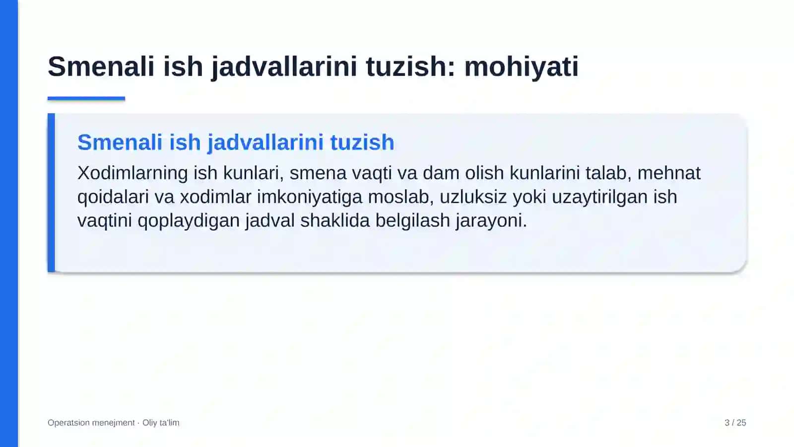 yog'ochni qayta ishlash korxonalarida smenali ish jadvallarini tuzish 1542 3