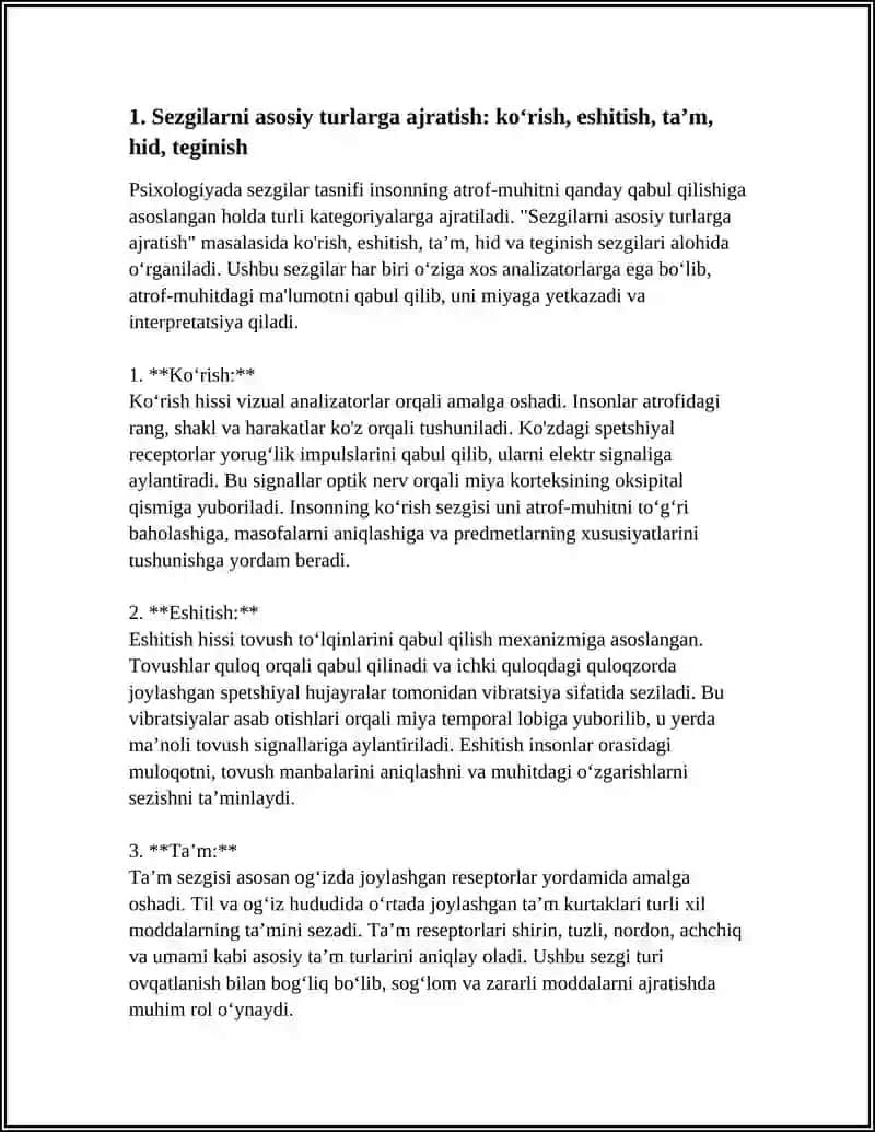 PSIXOLOGIYADA SEZGILAR TASNIFI 3