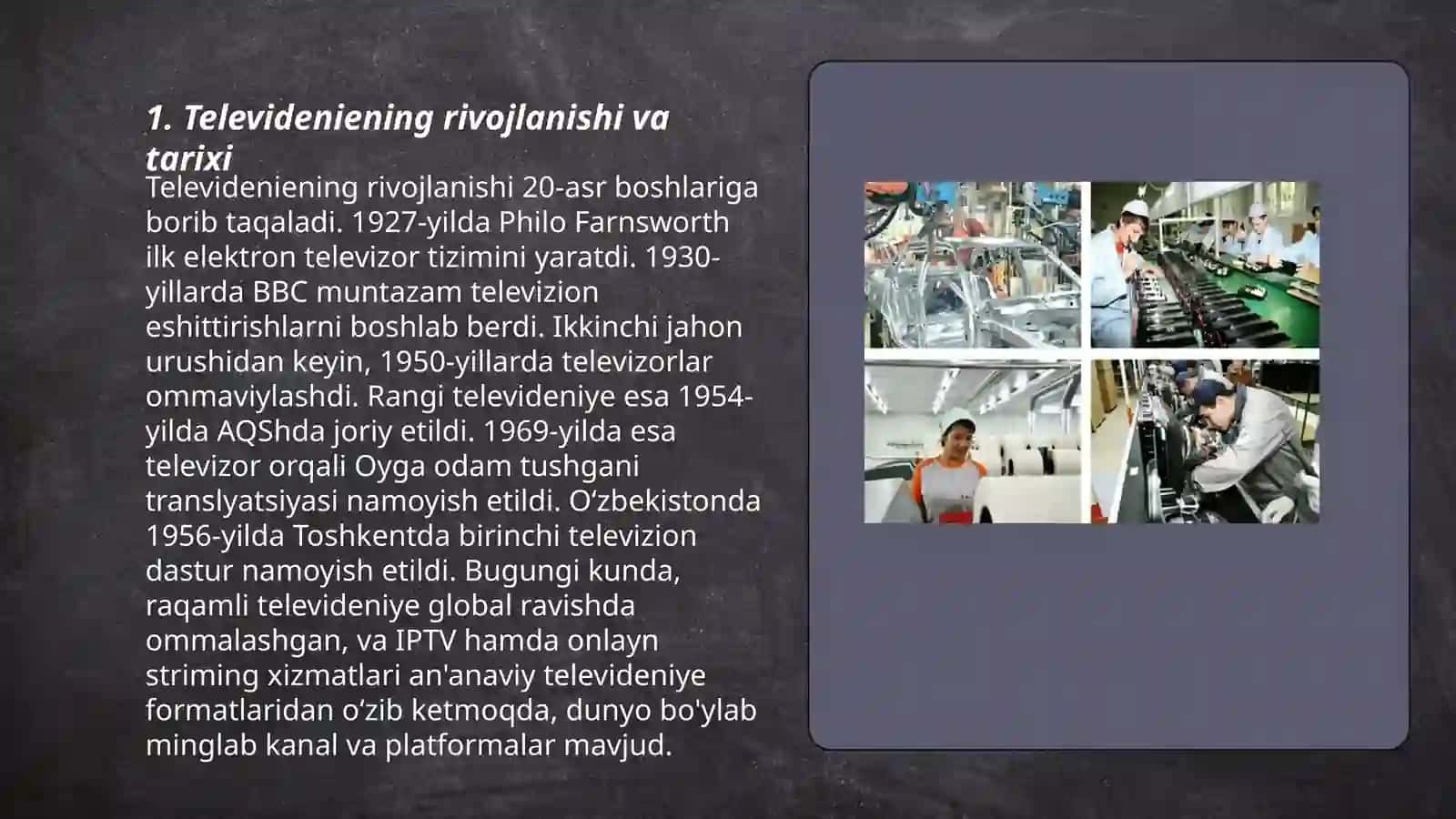 Televidenie-kòngilochar sanoat sifatida 3