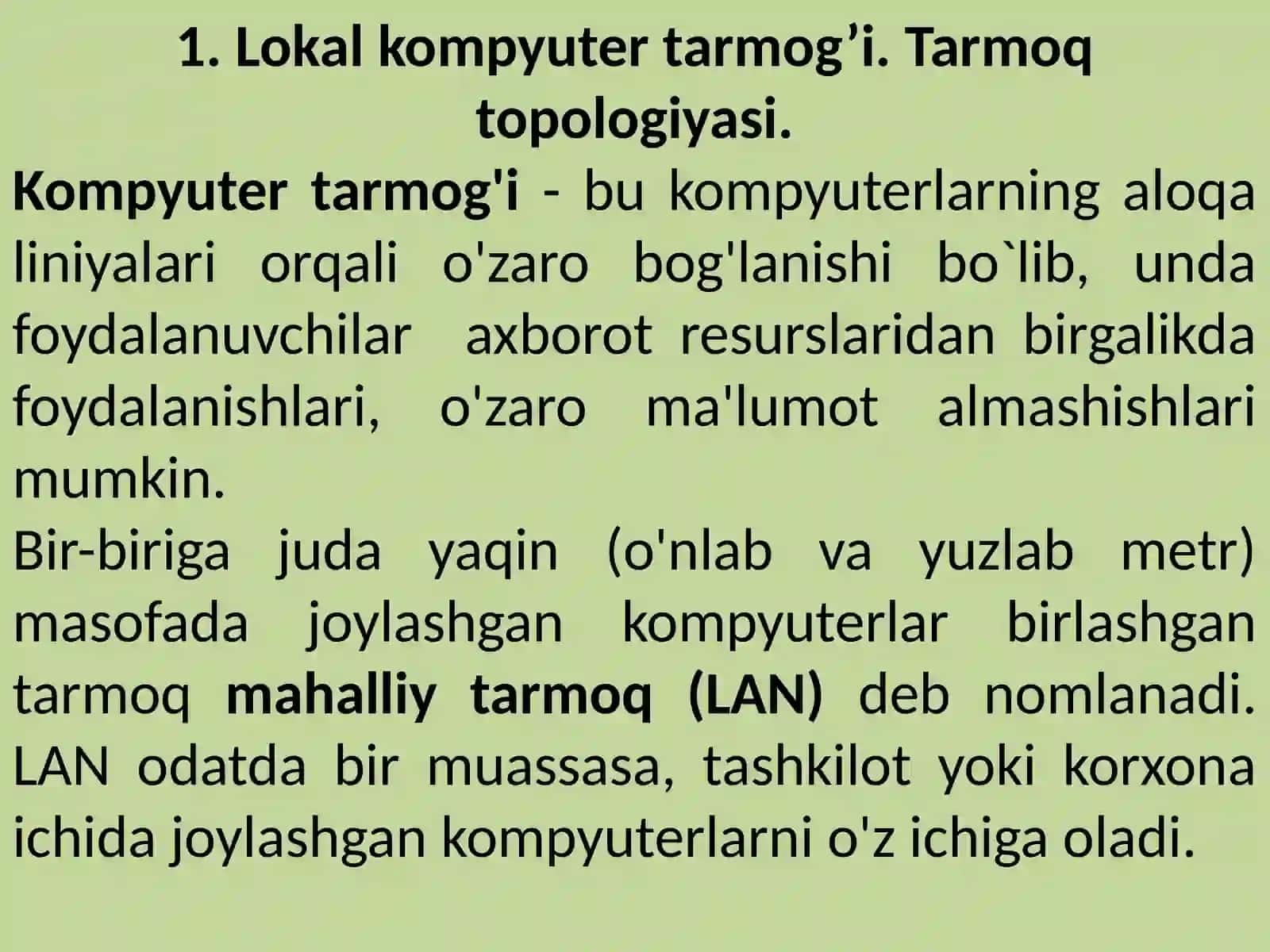 Kompyuter tarmoqlari va tarmoq texnologiyalari 3