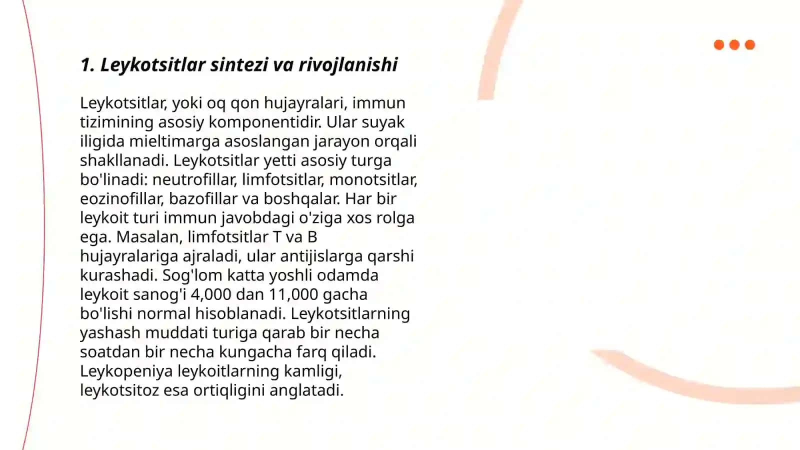 Leykotsitlar metabolizmi xususiyatlari 3