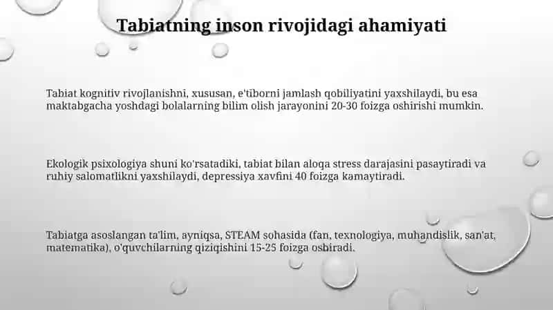 Tabiat va inson farovonligi 3