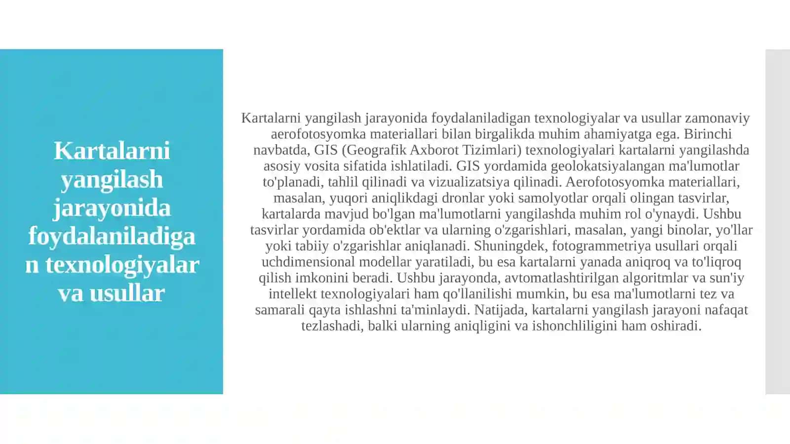 Yangi aerofotosyomka materiallaridan foydalanib kartalarni yangilash metodikasi 3