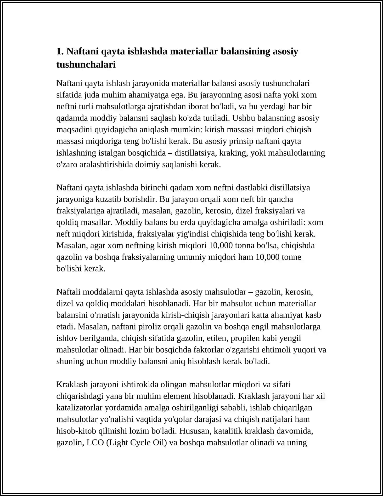 NAFTNI QAYTA ISHLASHDA MATERIALLAR BALANSI 3
