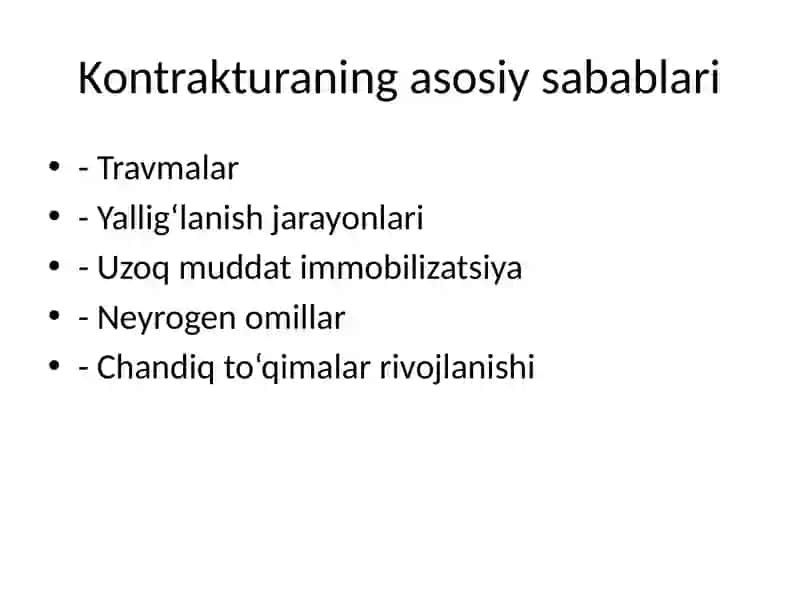 Bo‘g‘imlar kontraktura va ankilozlari 3