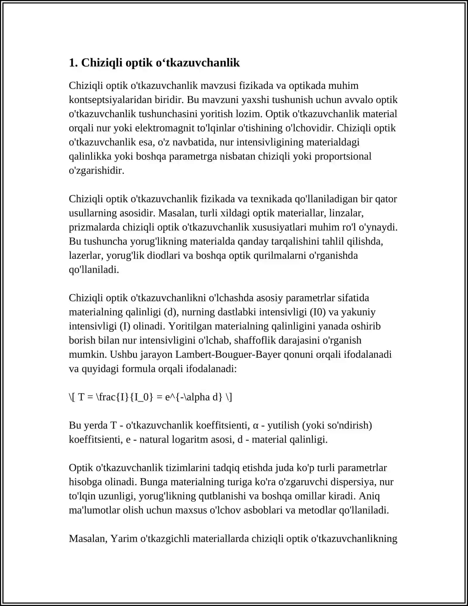 Chiziqli optik o‘tkazuvchanlik 3