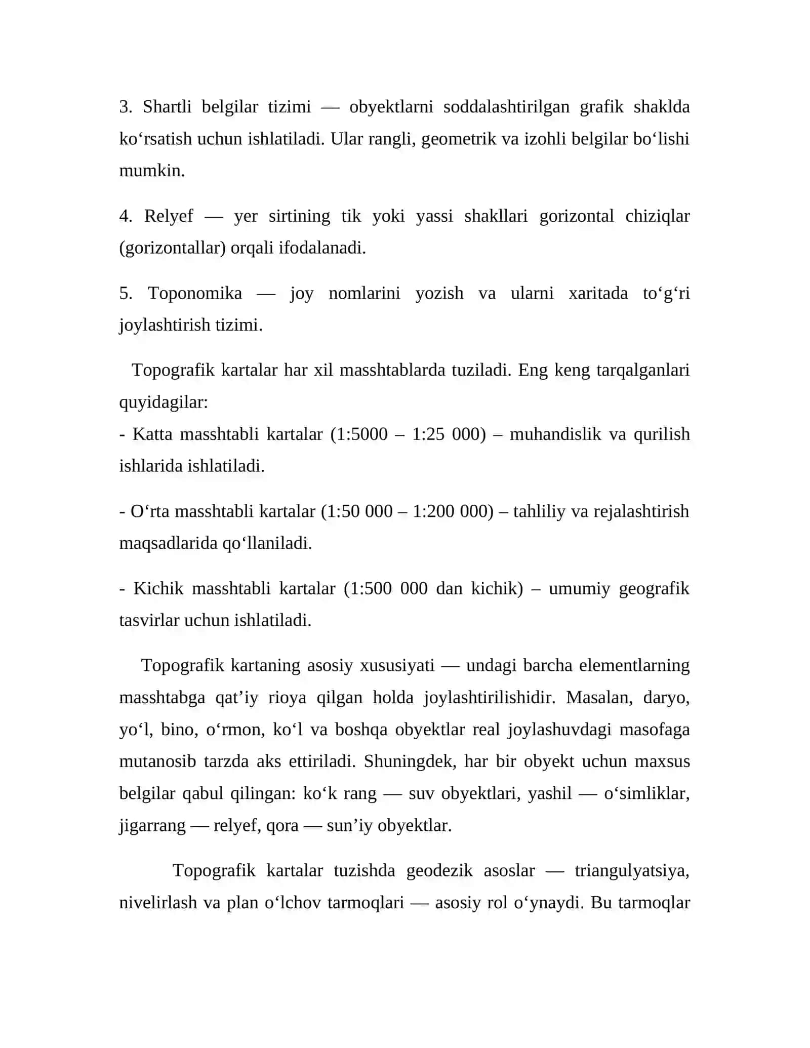 Topografik kartalar tuzilishi va shartli belgilar 3