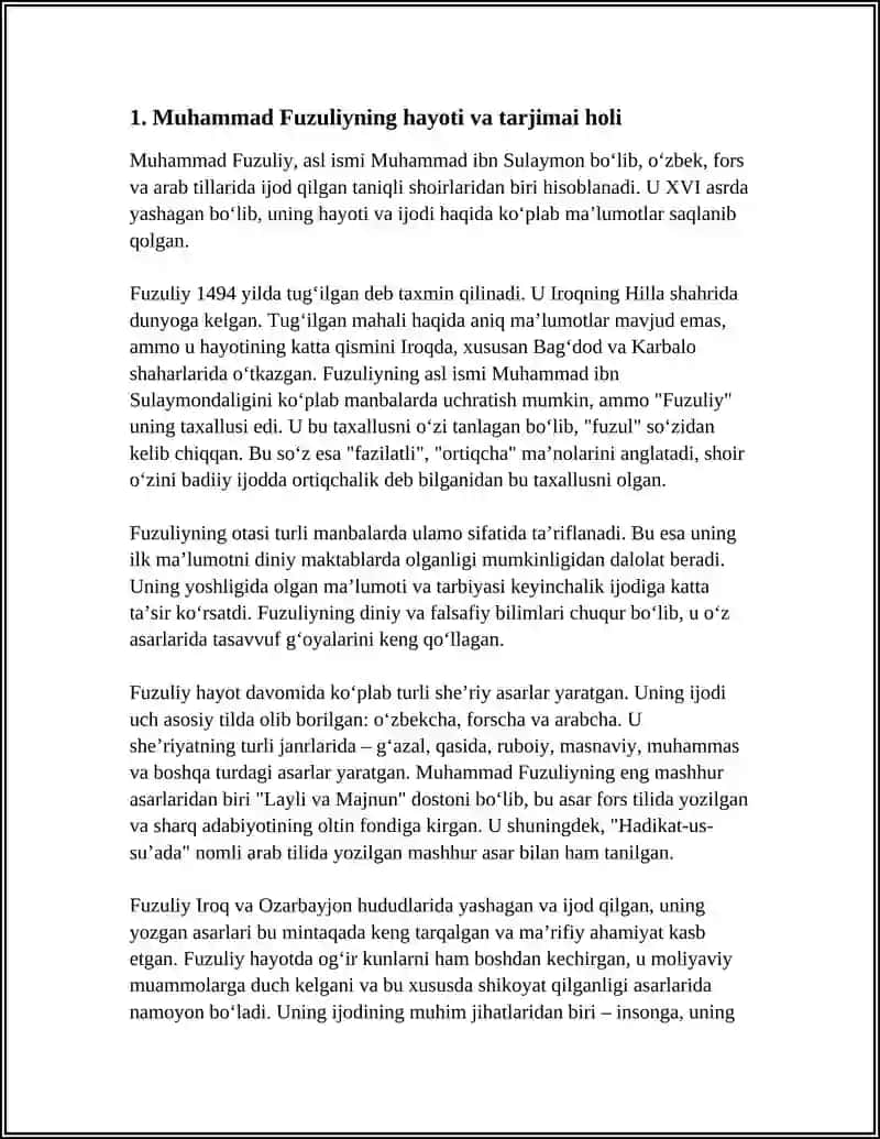Muhammad Fuzuliy Haqida Ma'lumot 3