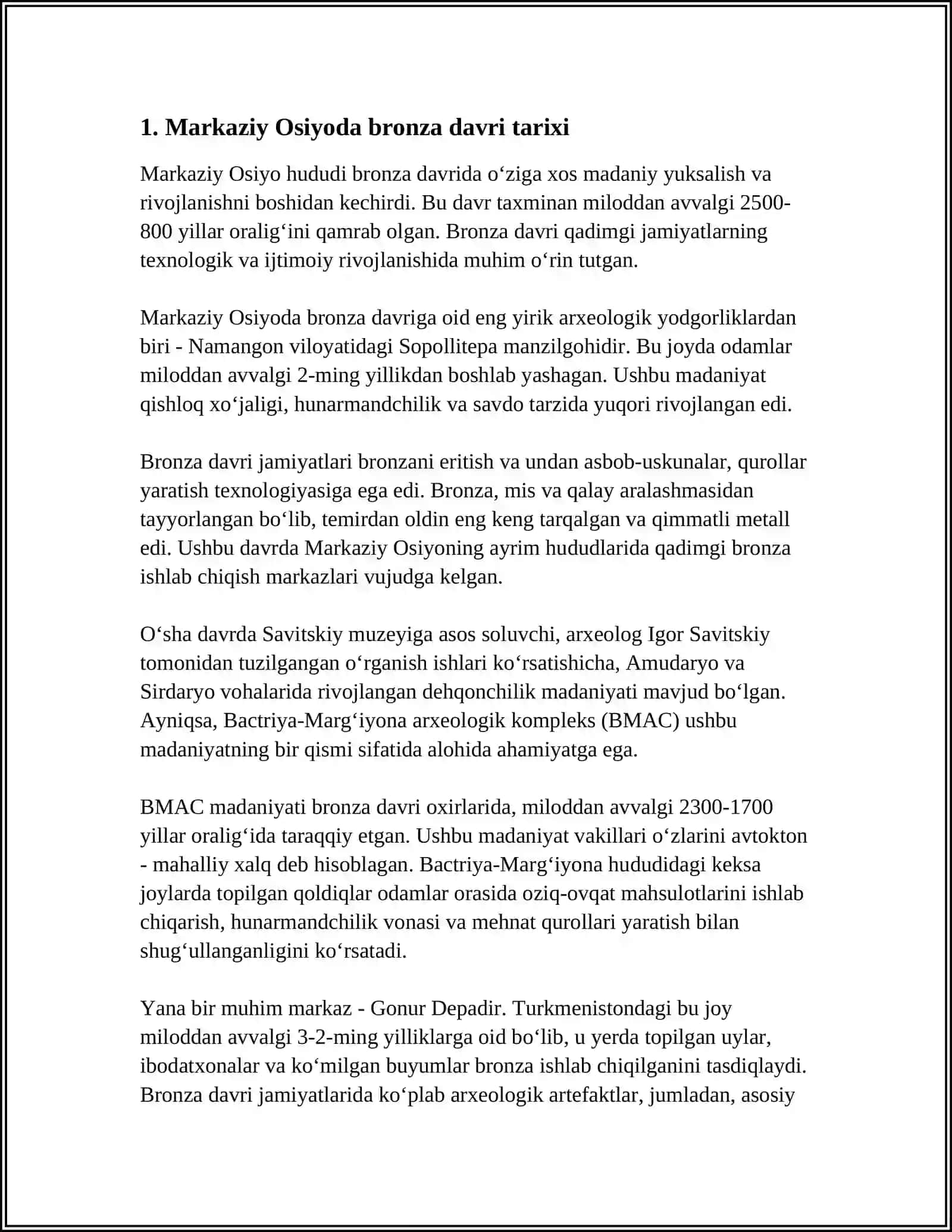 MARKAZIY OSIYODA BRONZA DAVRI MANZILGOHLARI 3