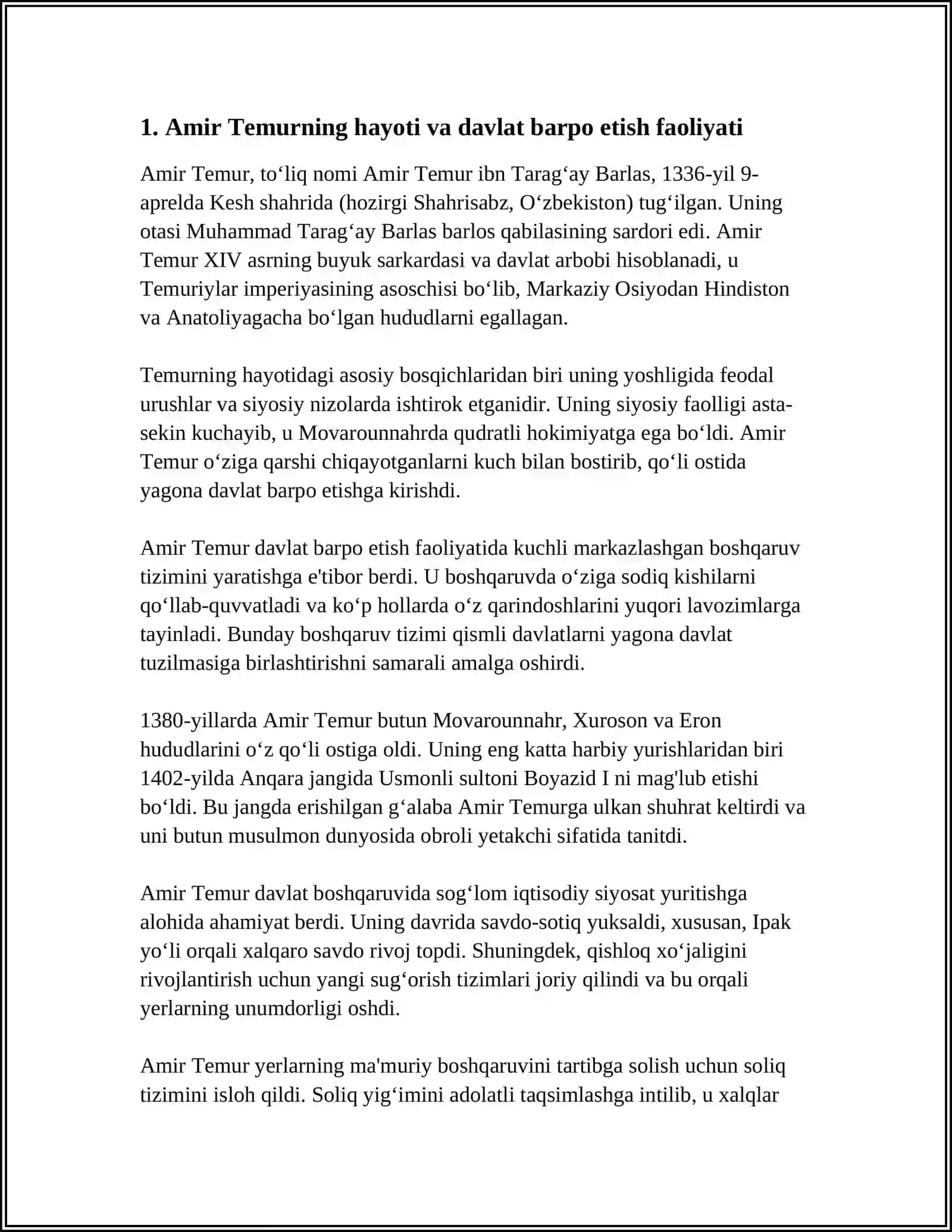 AMIR TEMUR BUYUK DAVLAR ARBOBI MAVZUSIDA 3