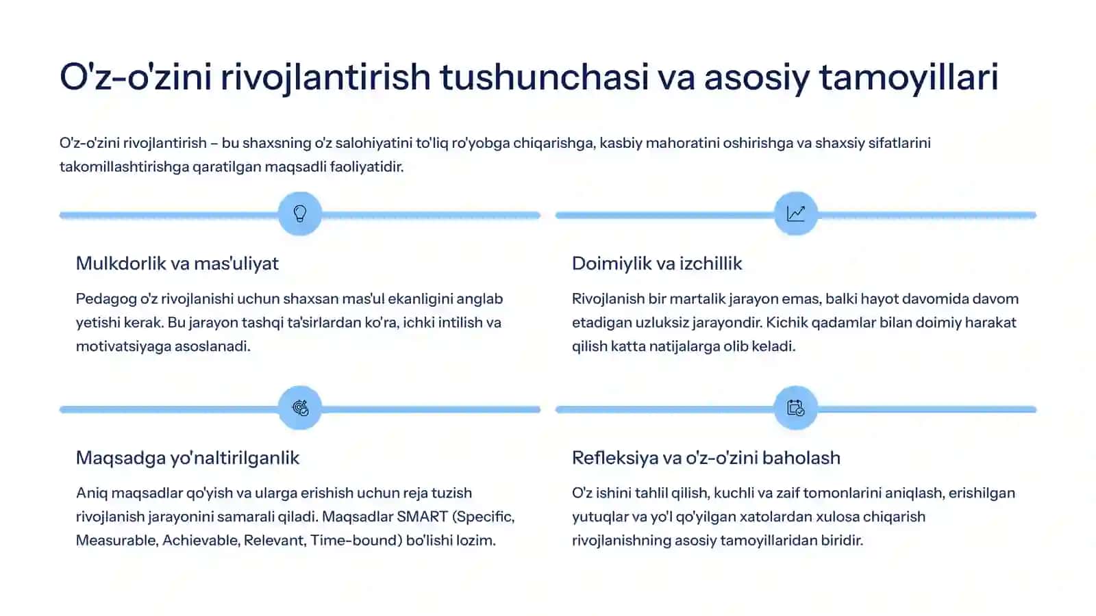 Pedagogning o'z-o'zini rivojlantirish va ehtiyojlarini aniqlash 3
