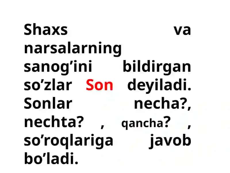 Sonlar narsalarning joylashish tartibi 3