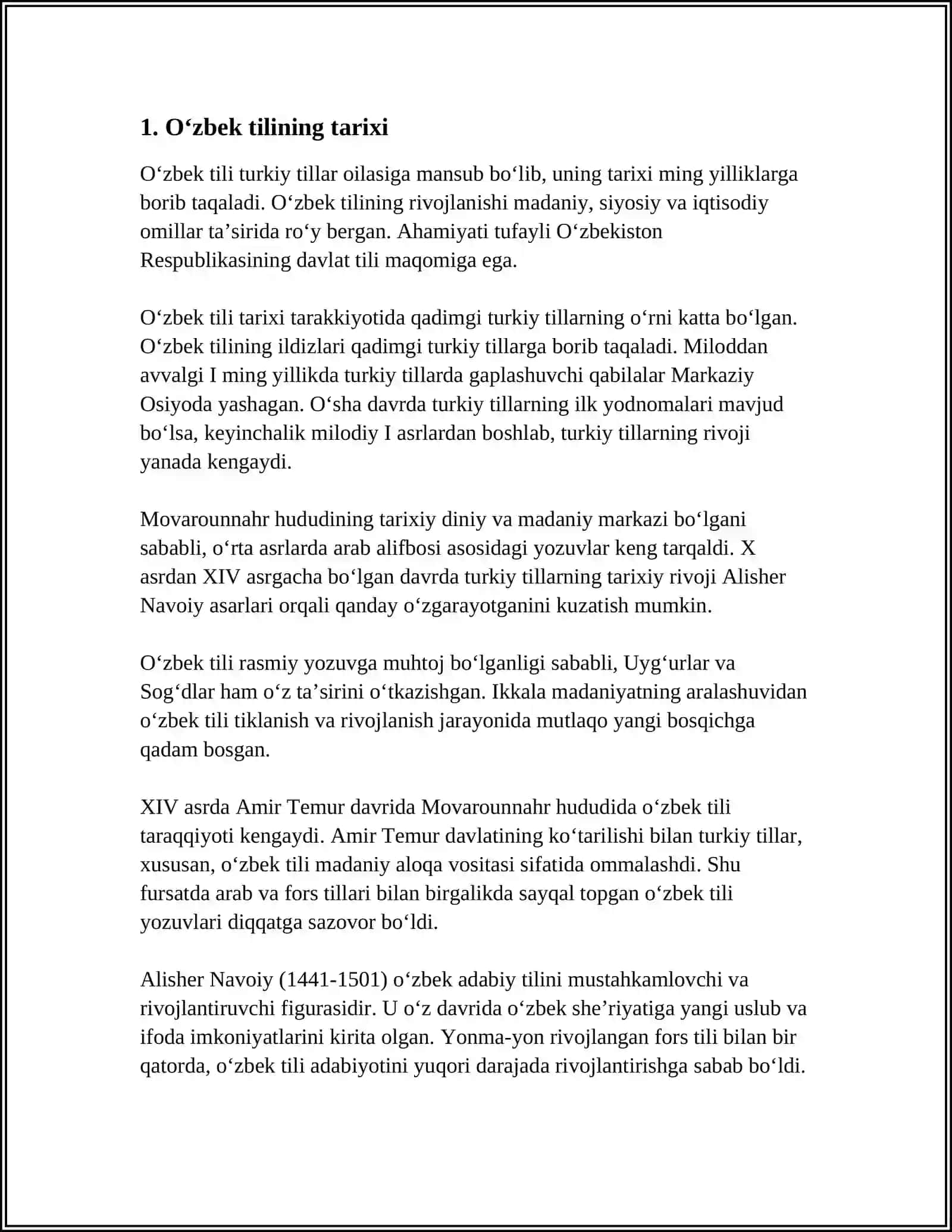 OʻZBEK TILI HAQIDA REFERAT 3