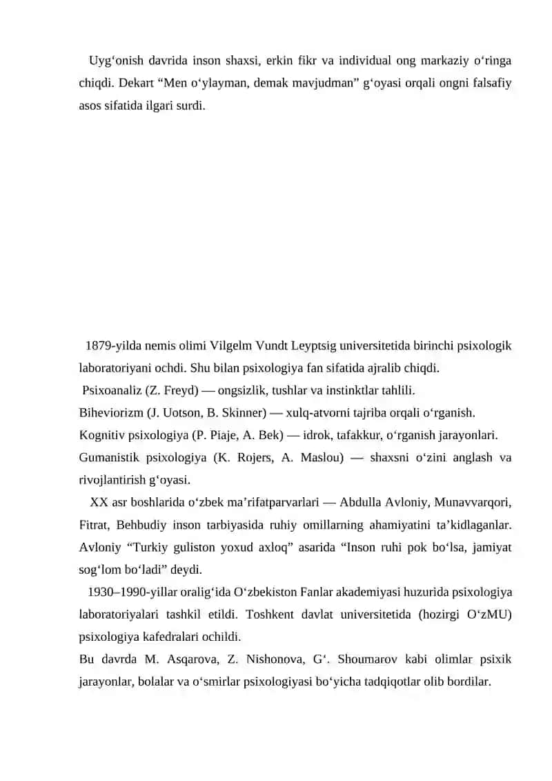 Psixologiya fanining taraqqiyot tarixi 3