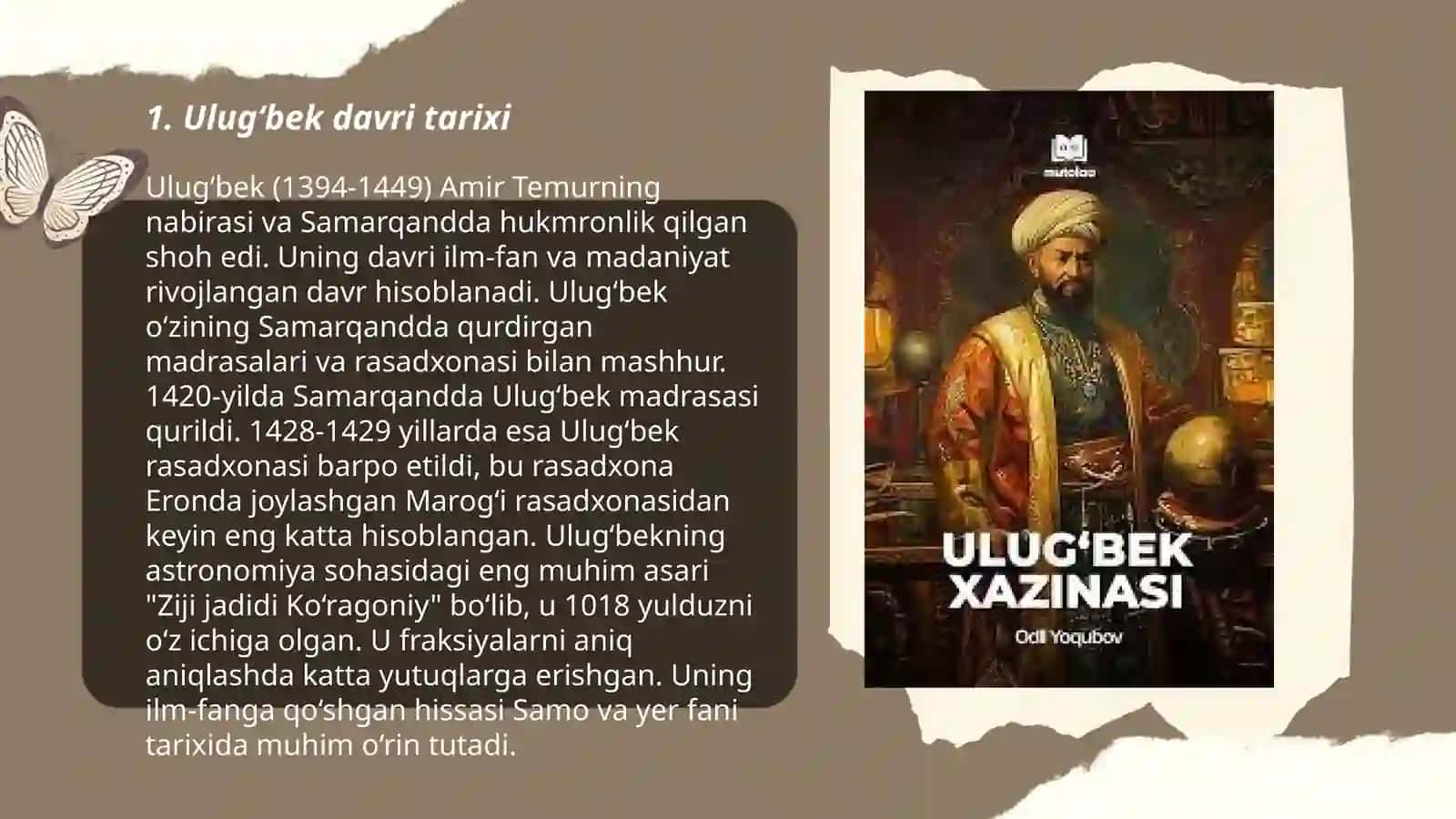 "Ulugʻbek hazinasi" romani 3