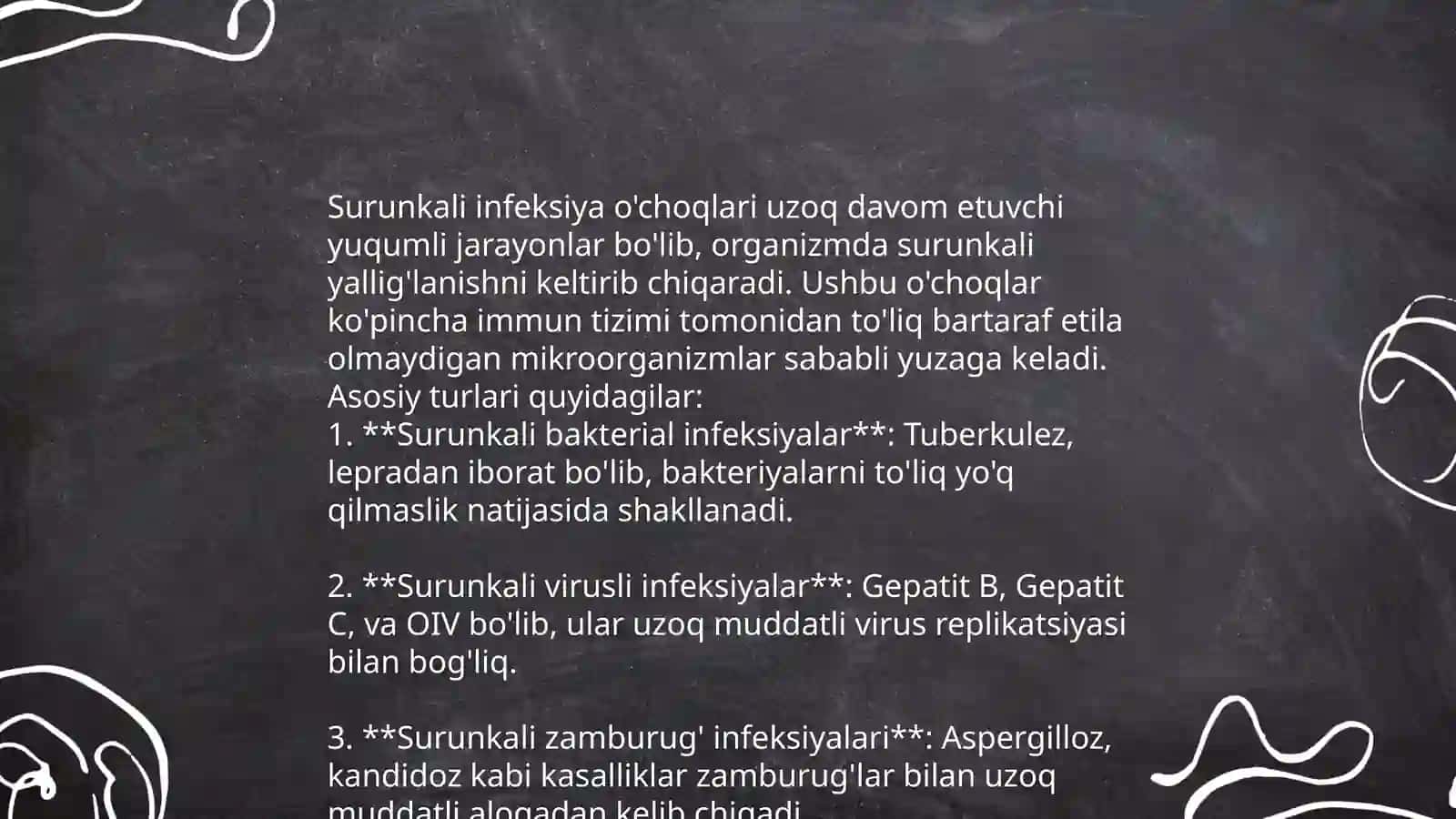 Surunkali Infeksiya o'choqlari turlarida og'iz bo'shlig'idagi o'zgarishlar 3