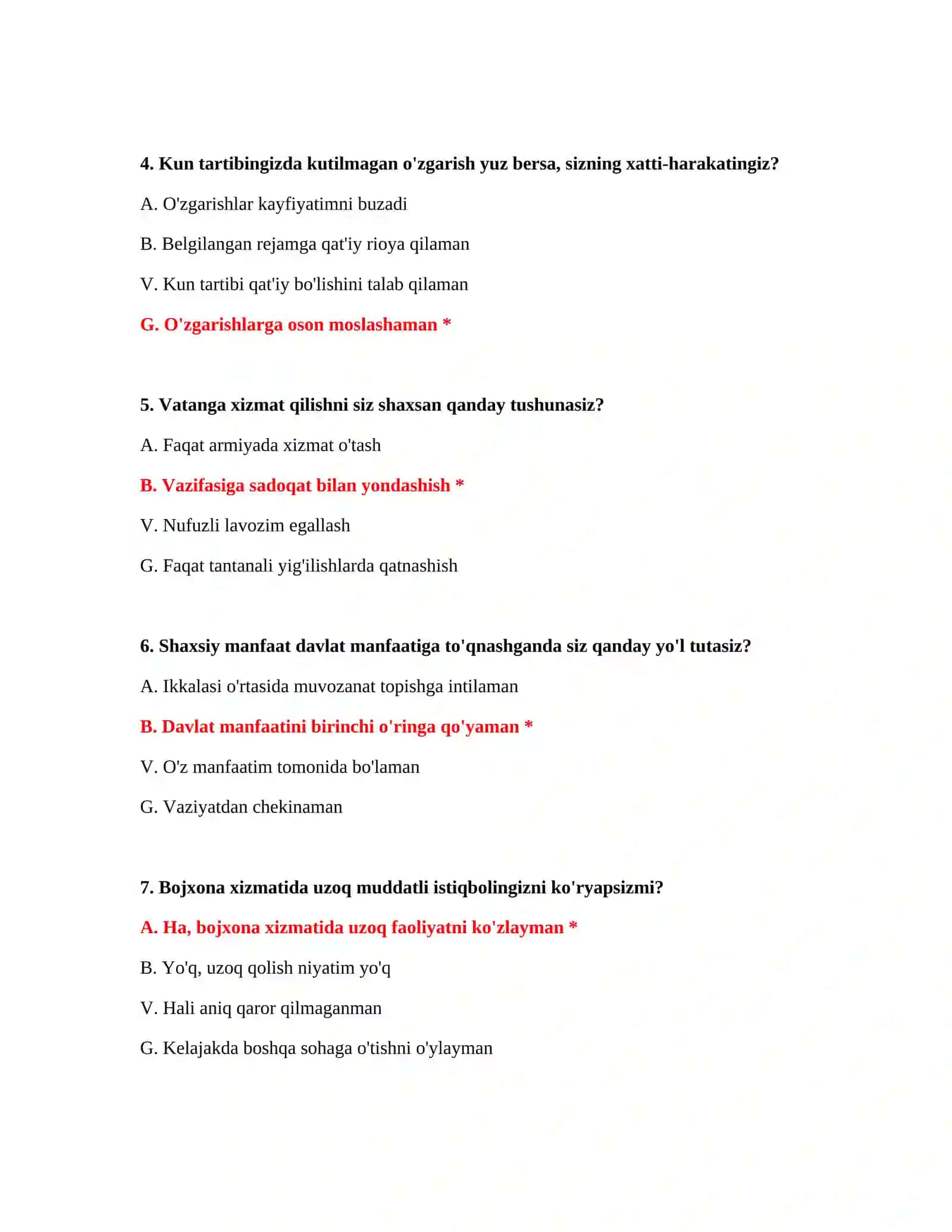 Bojxona psixologik testlar to‘plami 3