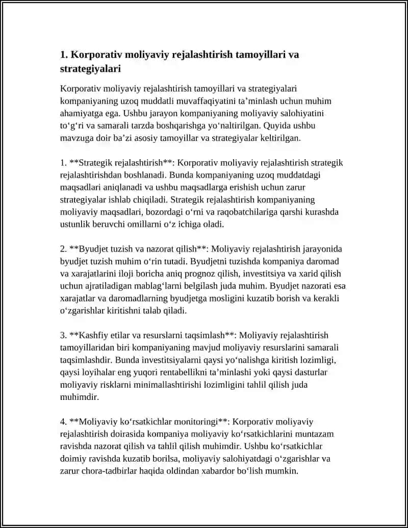 Korporativ moliyaviy rejalyashtirish 3