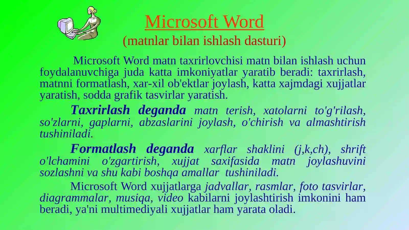 Microsoft Word(matnlarbilanishlashdasturi) 3