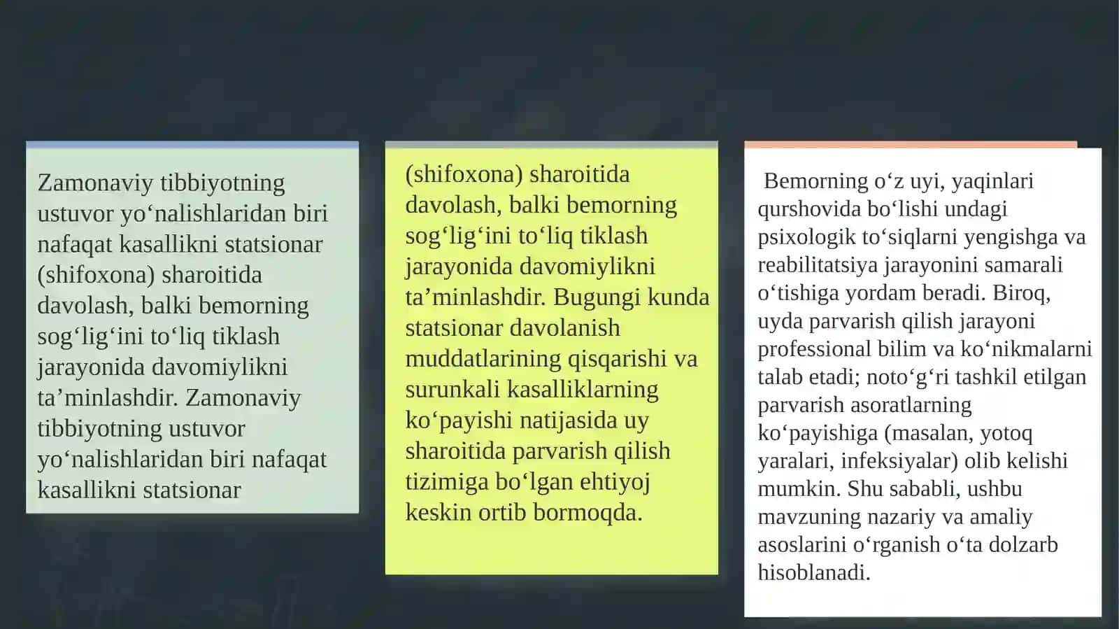 Bemorlarni uyda parvarish qilishni tashkil etish asoslari 3