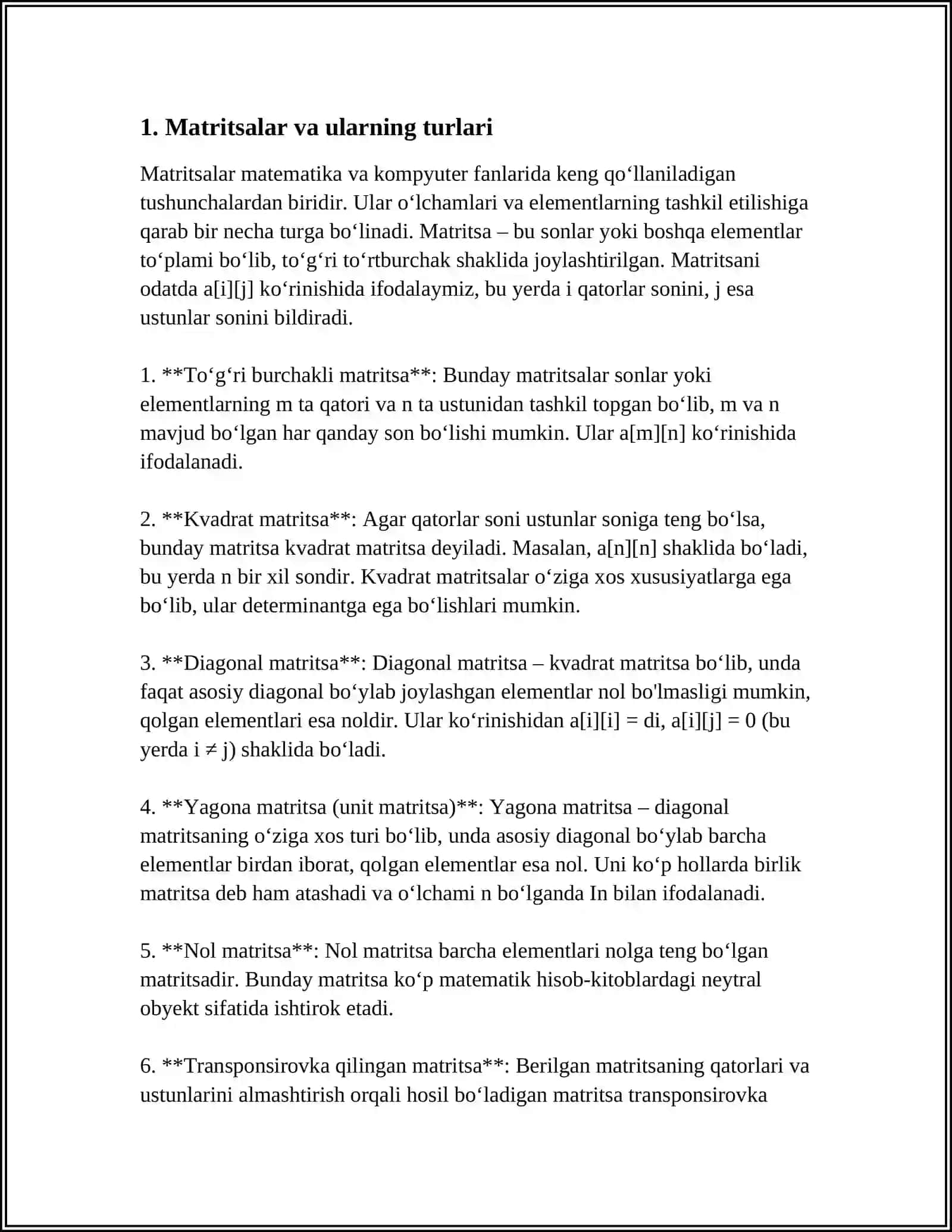 MATRITSALAR 3
