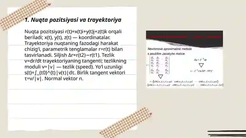Kinematika asoslari. MODDIY nuqta dinamikasi 3