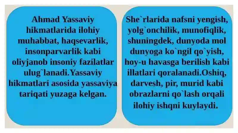 Ahmad Yassaviyning “Hikmatlar’’ asari mavzulari 3