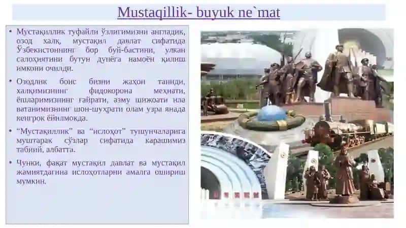 MUSTAQIL O`ZBEKISTON RESPUBLIKASINING TASHKIL TOPISHI VA UNING TARIXIY AHAMIYATI 3