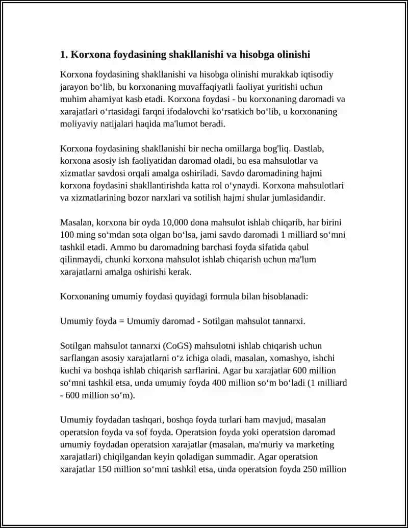 KORXONA FOYDASINING TAQSIMLANISHI ISHLATILISHI 3