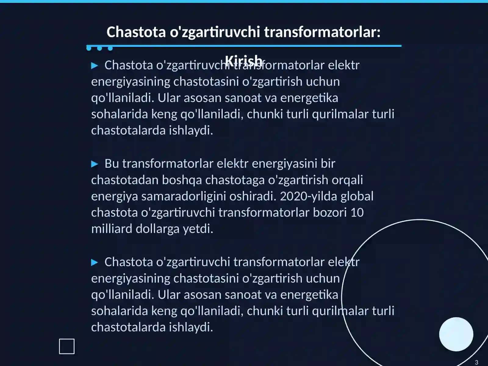 Chastota o'zgartiruvchi transformatorlar.formula va chizmasi 3