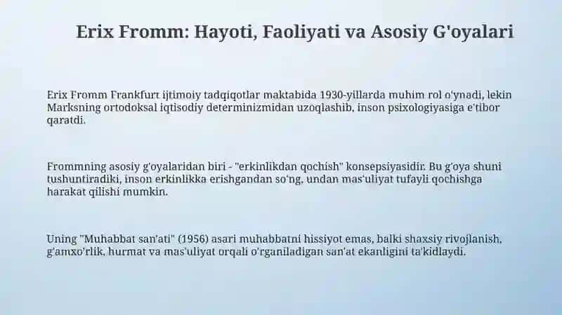 Erix Fromm: Hayoti, Faoliyati va Asosiy G'oyalari 3