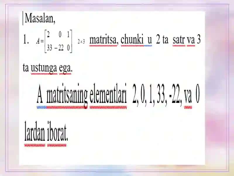 Matritsalar ustida amallar 3